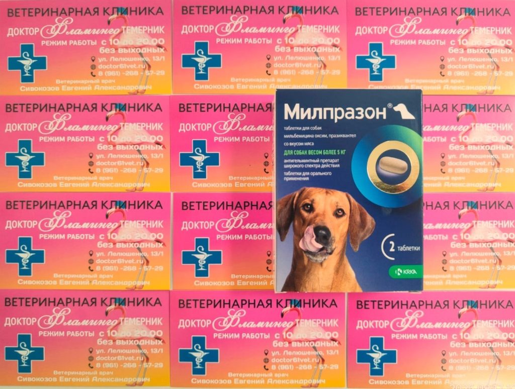 ветеринарная клиника, доктор фламинго темерник, ростов на дону , лелюшенко 13/1,Милпразон таблетки для щенков и собак
